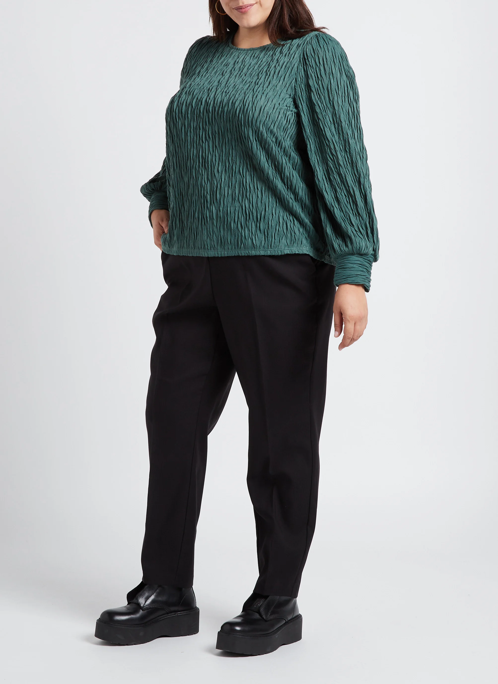 MAIA - Top col rond texturé | Vert