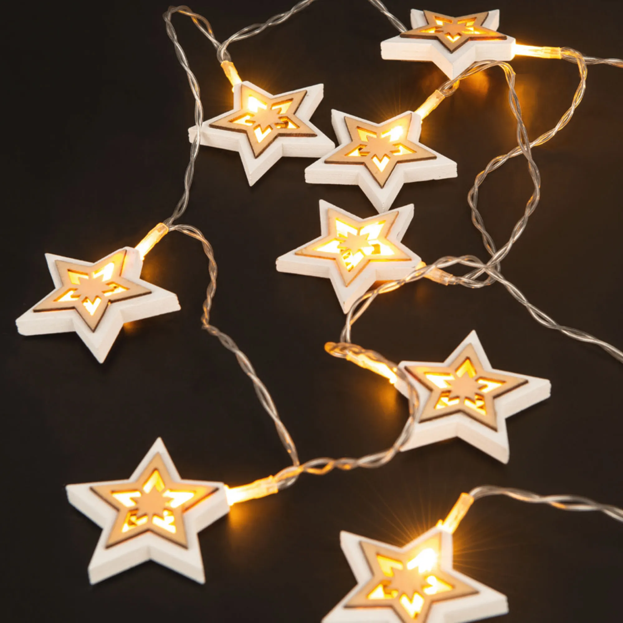 LED-Lichterkette mit Sternen, ca. 165cm
