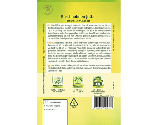Struikbonen Jutta Quedlinburger Open-pollinated zaden Groentezaden