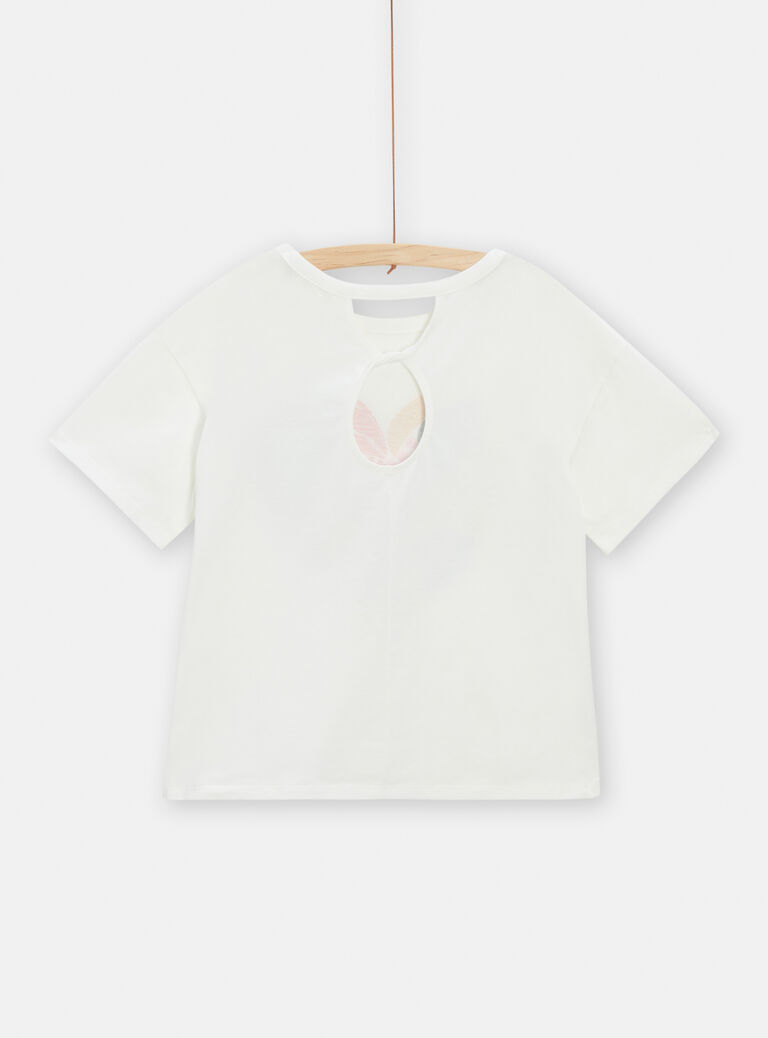 T-shirt écru ouvert dans le dos pour fille