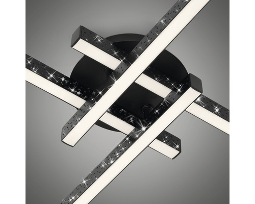 LED plafondlamp 4x6W 4x600 lm 3000K 60x60 cm Rey zwart + glitter effect