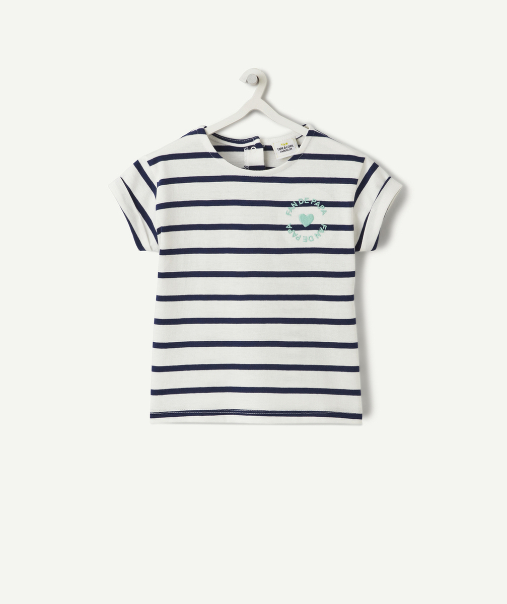 t-shirt manches courtes bébé fille en coton bio à rayures thème fan de papa