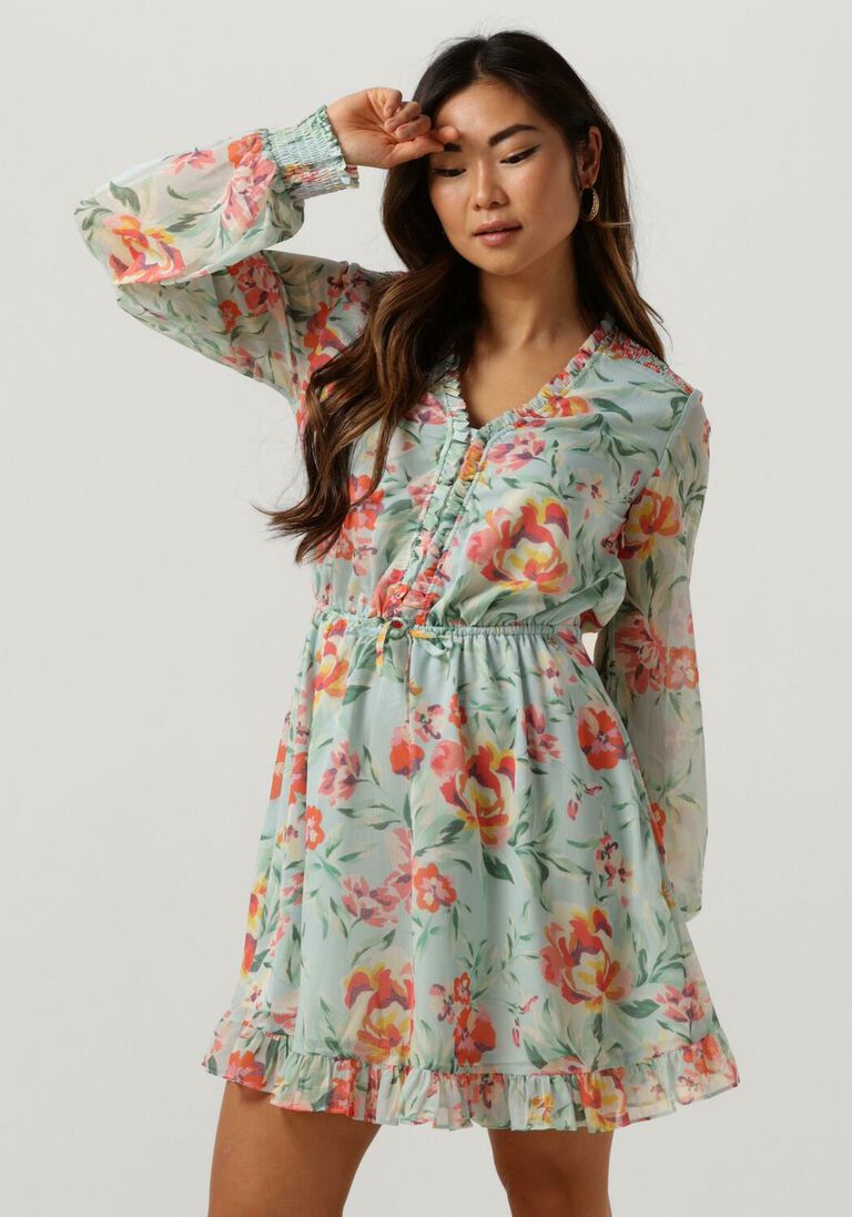 GUESS lichtblauwe guess mini jurk ss vanessa flare dress