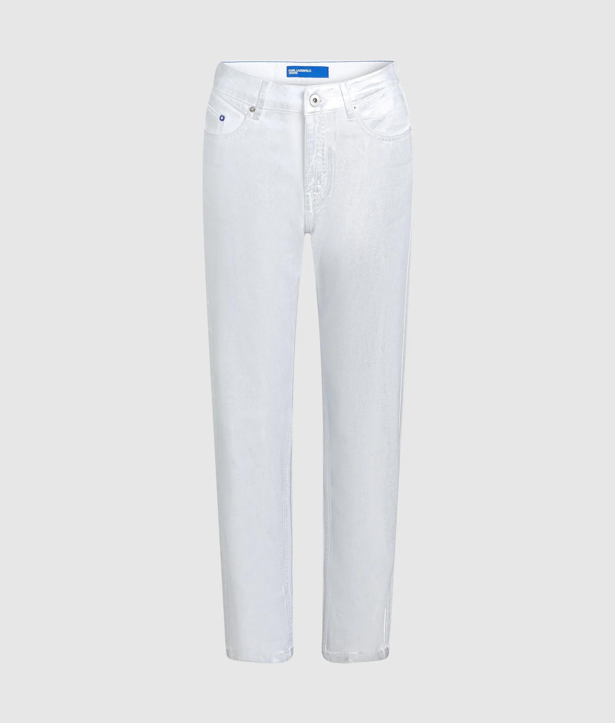 Metallic zilver mom jeans