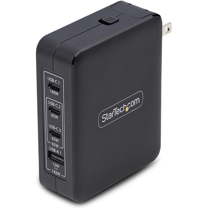 StarTech.com Chargeur Mural USB-C 140W, 3x USB-C/1x USB-A, Adaptateur d'Alimentation Power Delivery 3.1 International GaN pour MacBook/Dell XPS/Inspiron