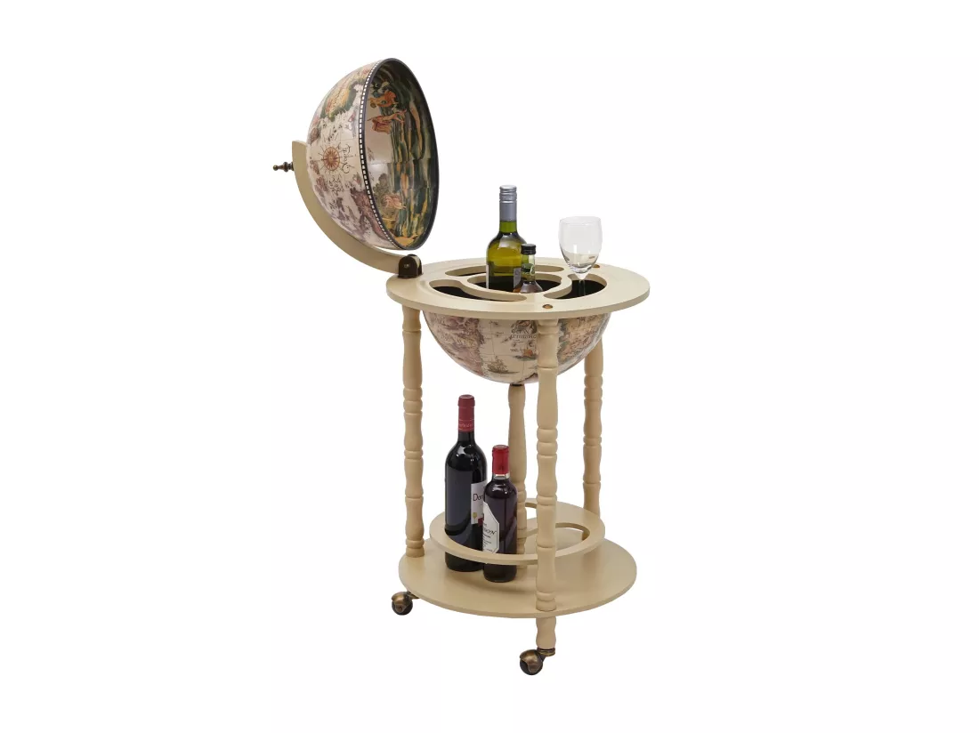 Bar de salon Globe MCW-D83 roulant, blanc