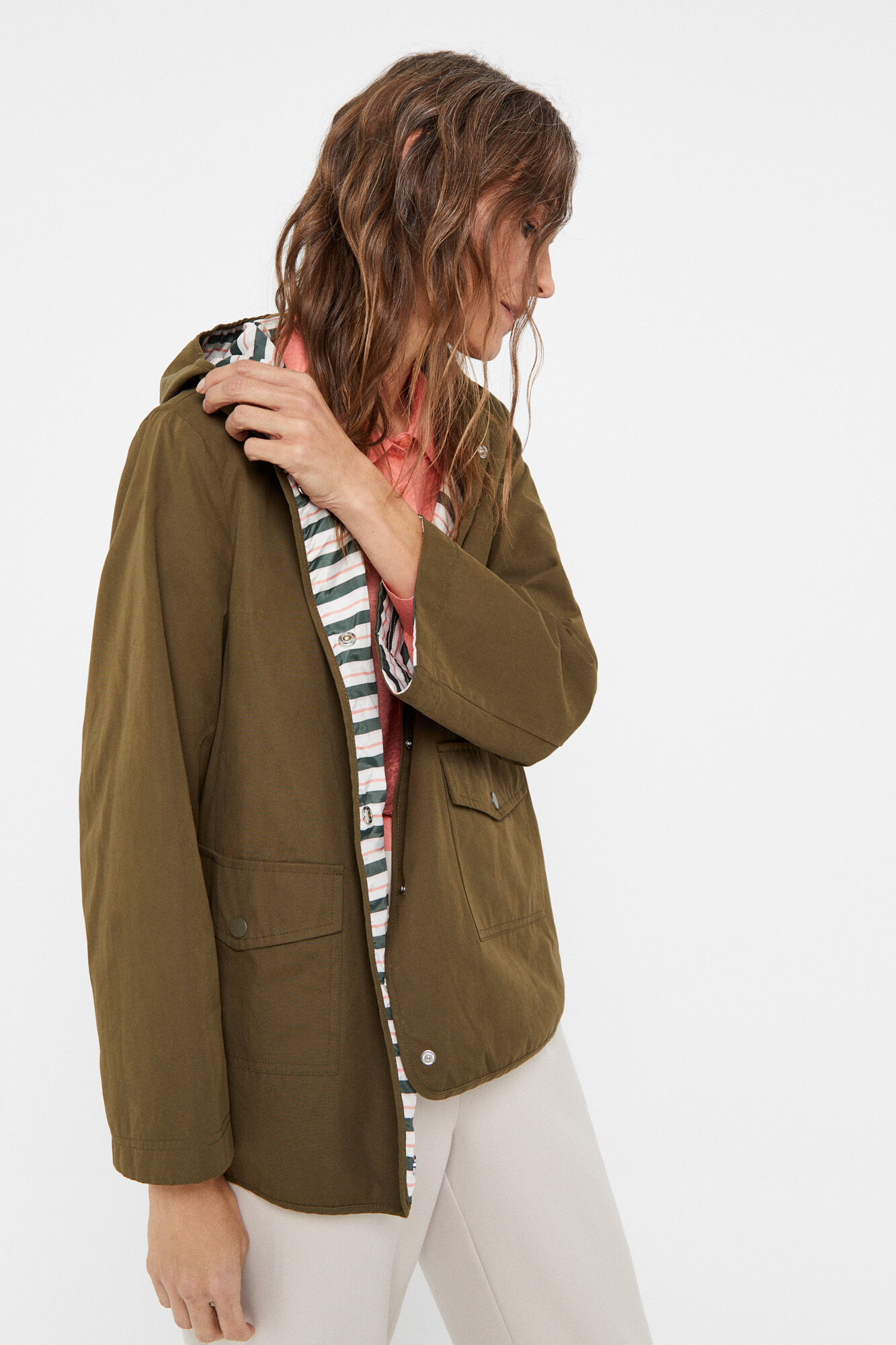 Parka reversível hidrorrepelente - Cáqui