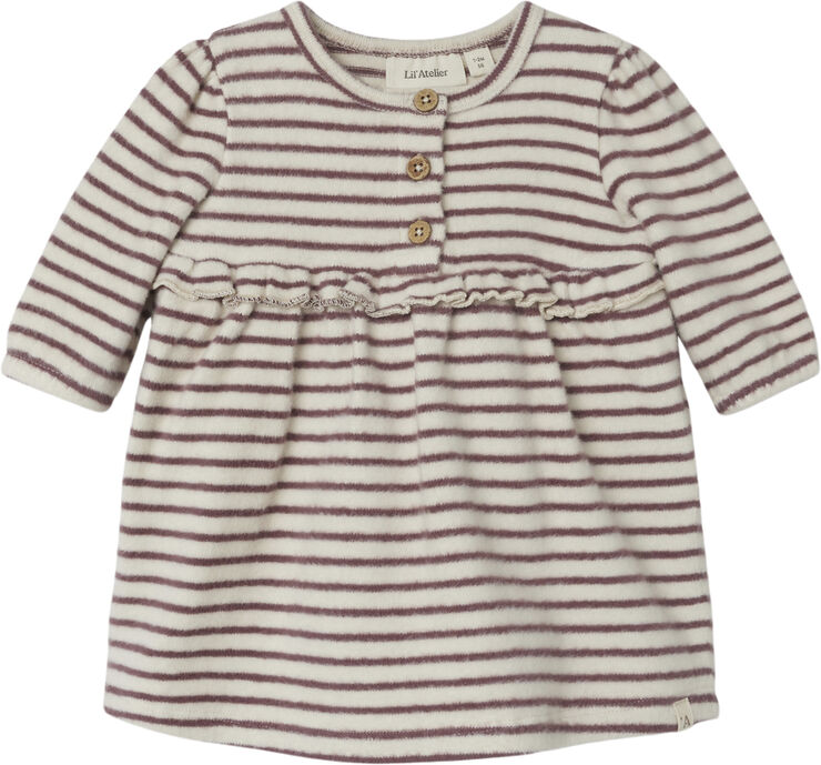 Lil' Atelier NBFTHORO LS BODY DRESS STRIPE LIL Birch/rosebrown