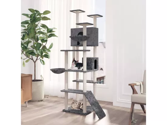 Arbre à chat avec griffoirs en sisal Gris foncé 191 cm