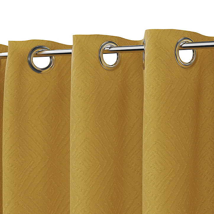 Rideau intérieur effet jacquard ethnique jaune GoodHome L. 260 cm x l. 140 cm