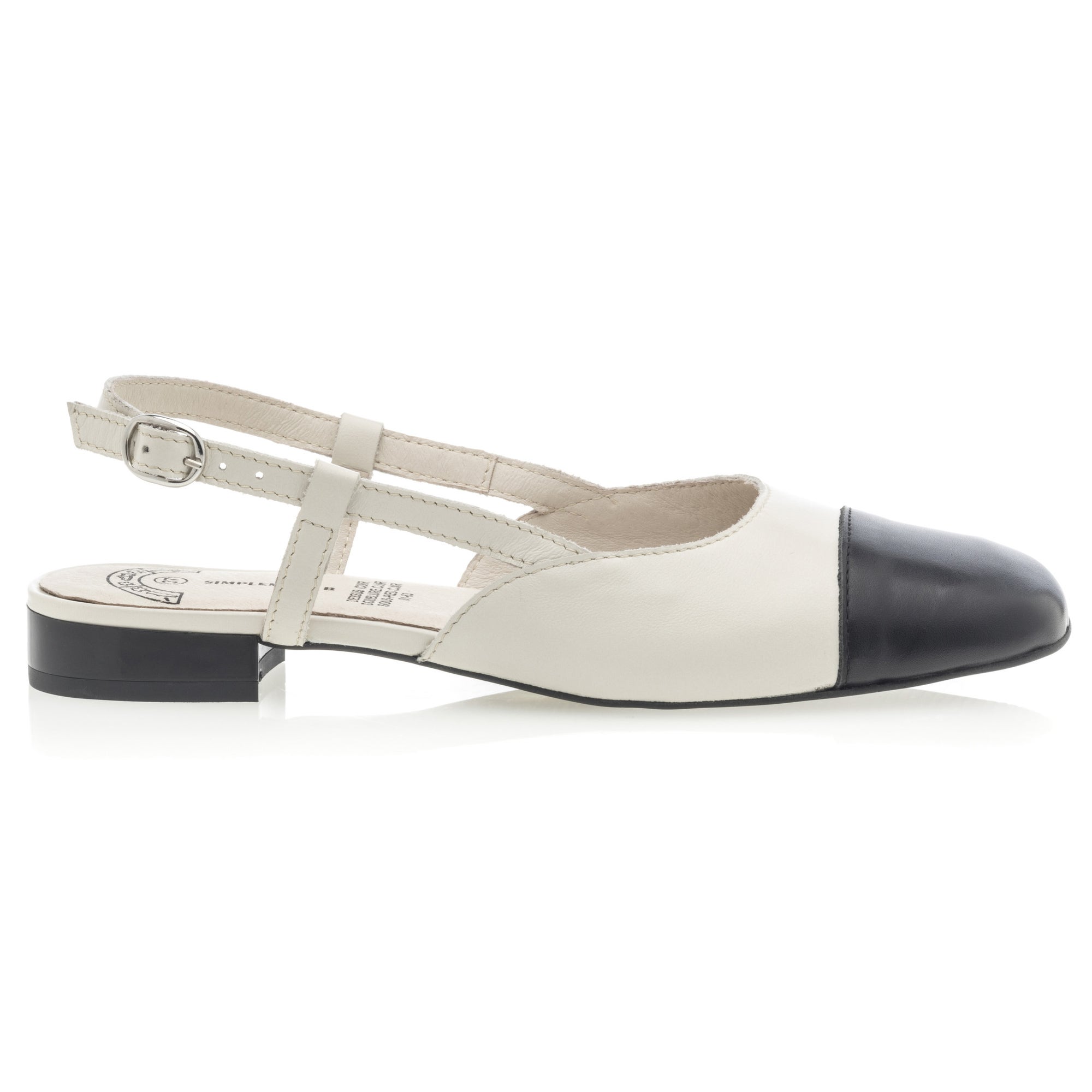 Escarpins avec bride arrière Femme en cuir beige