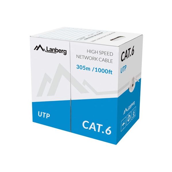 Lanberg Bobina Cabo de Red RJ45 Cat.6 UTP Rígido CCA 305m Grey