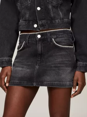Minissaia jeans Bling Sophie com strass