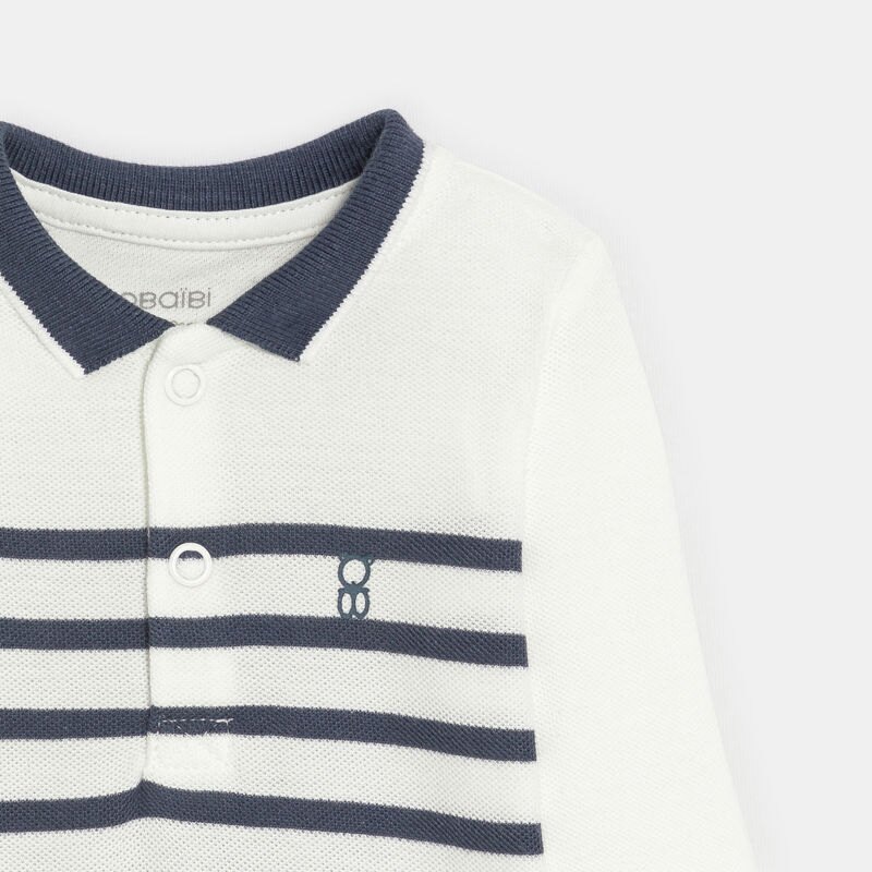 Body coton piqué col polo blanc bébé garçon (lot de 2) Bleu