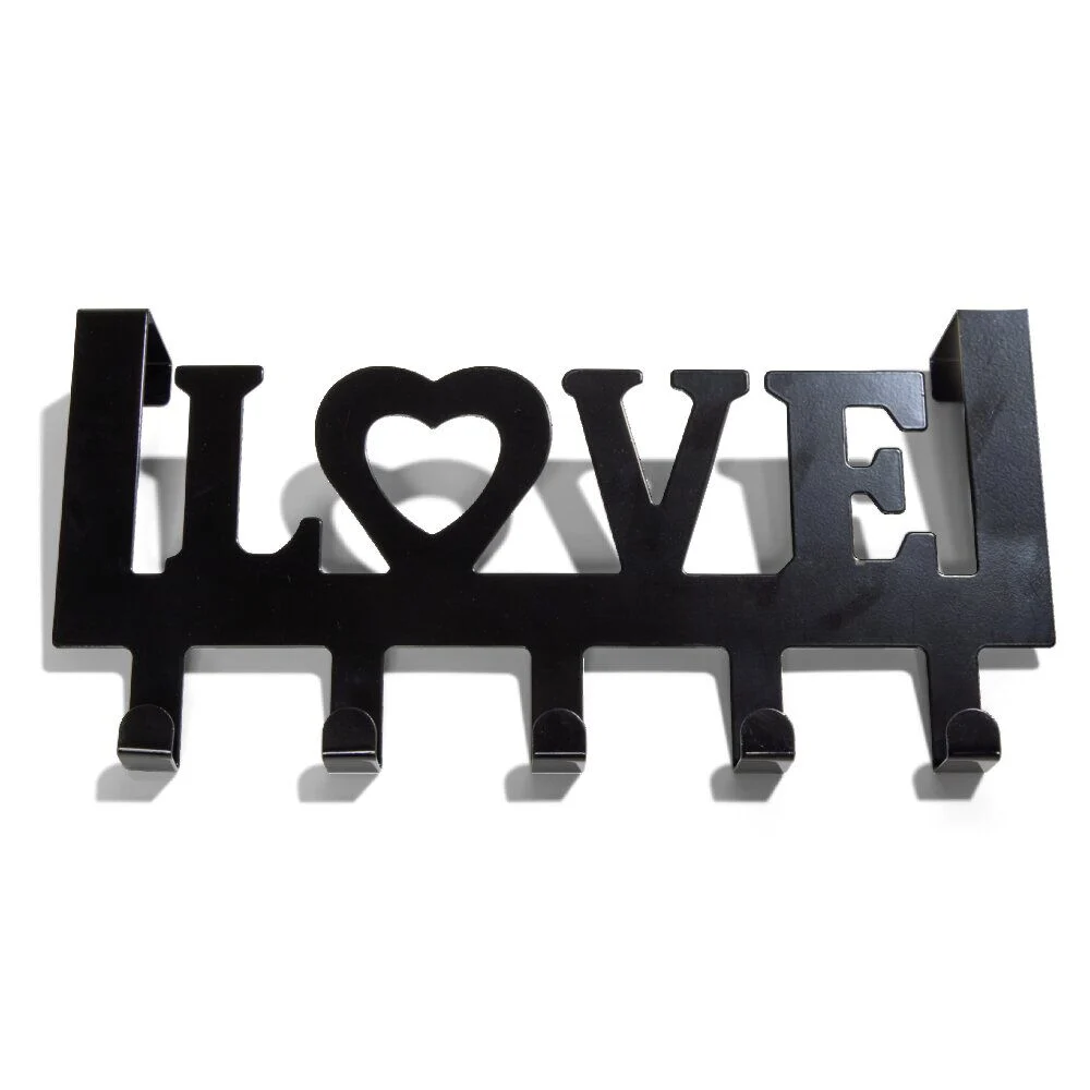 Crochet de porte LOVE en métal blanc ou noir 36,5x16,5cm - 2 modèles