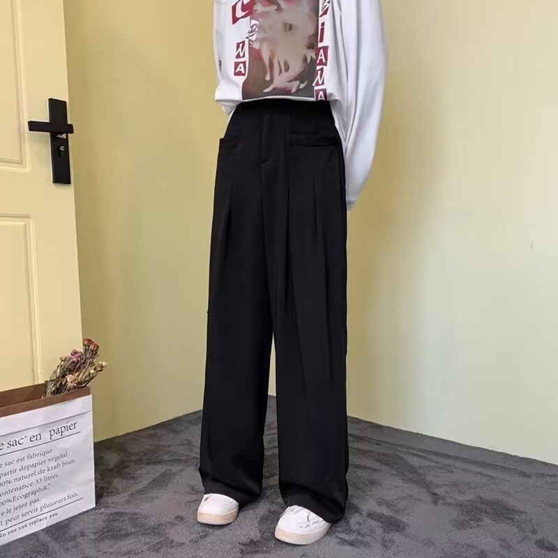 Lingaris - Hoge taille effen geplooide rechte broek