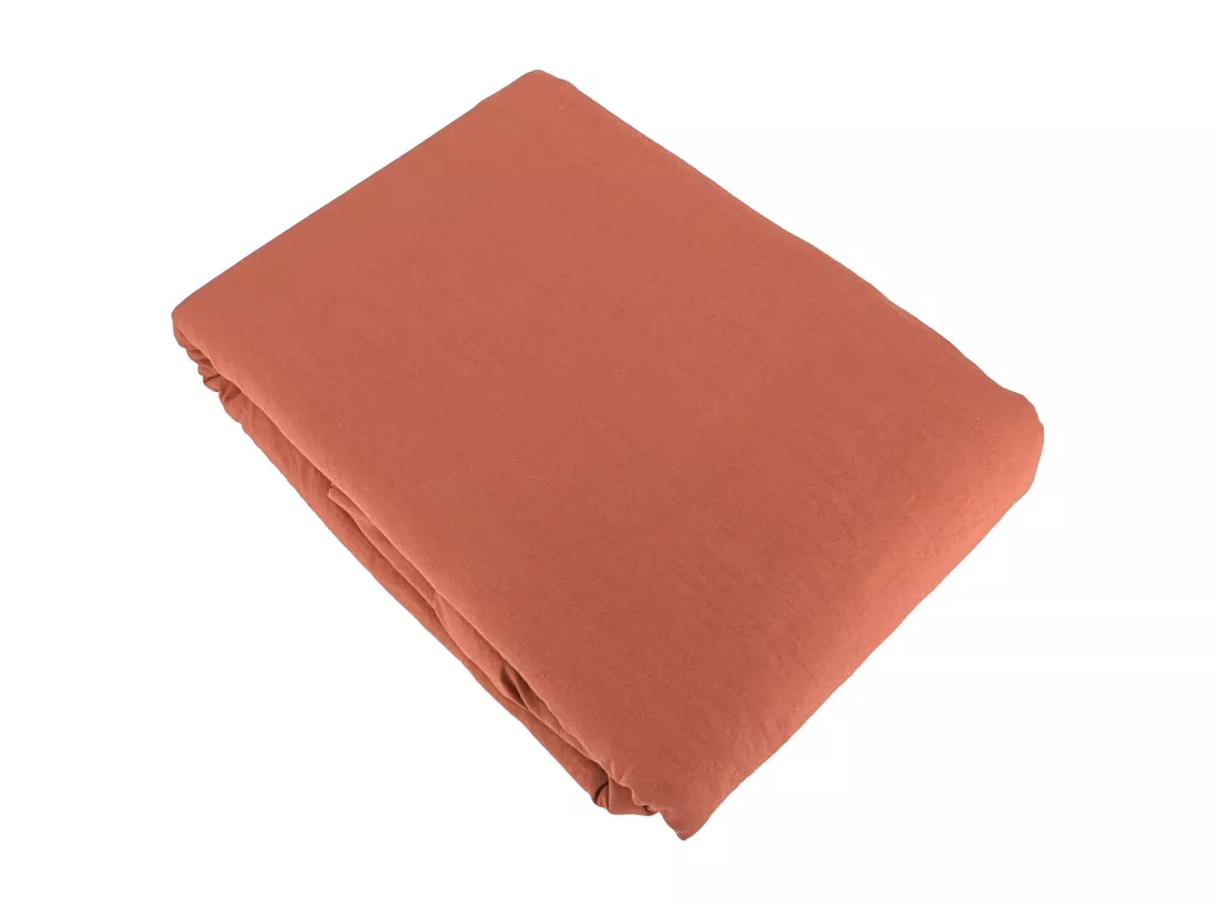 Parure 260x240 cm MILA polyester micro lavée rouge terracotta 3 pièces