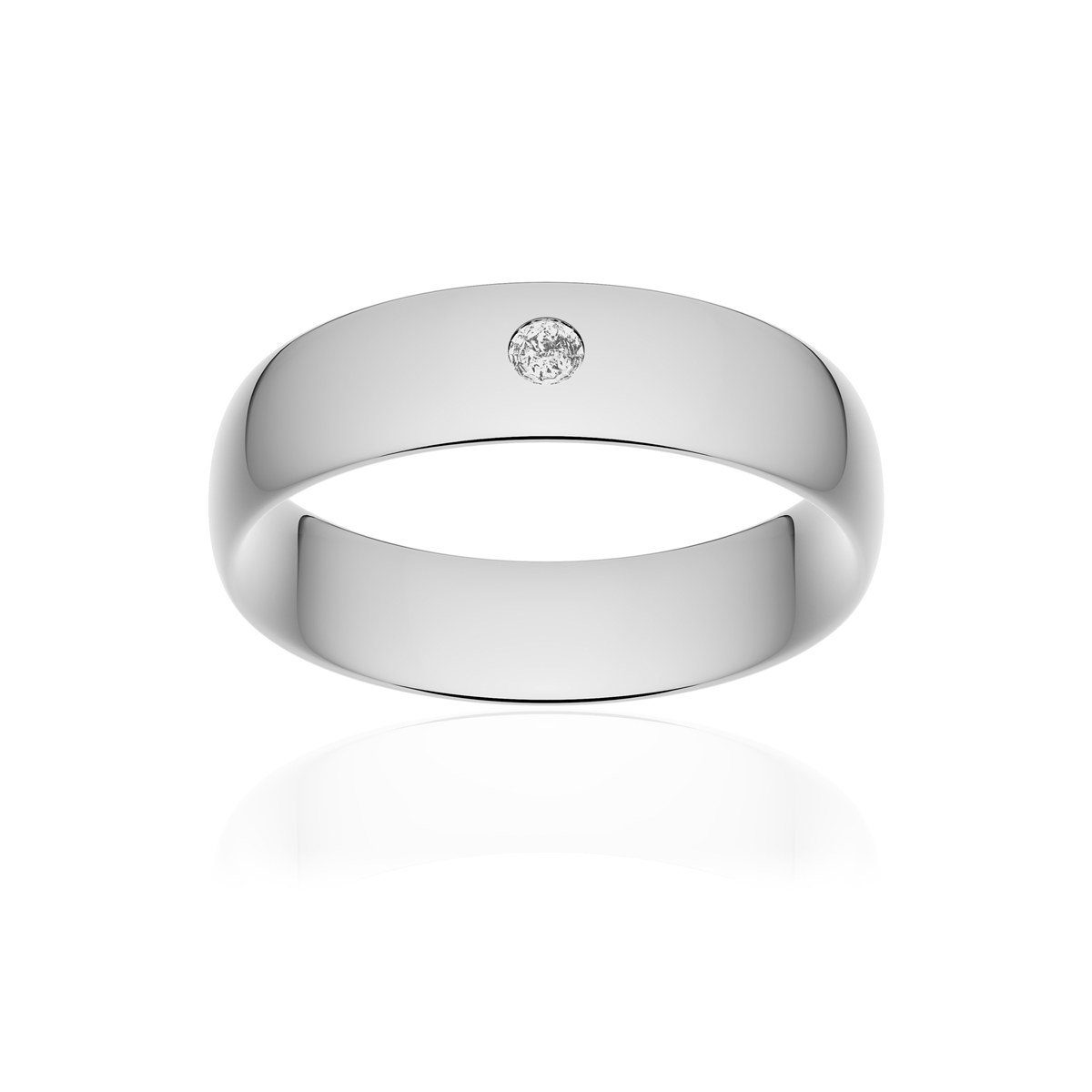 Alliance platine 950 poli demi-jonc confort 6 mm diamant brillant