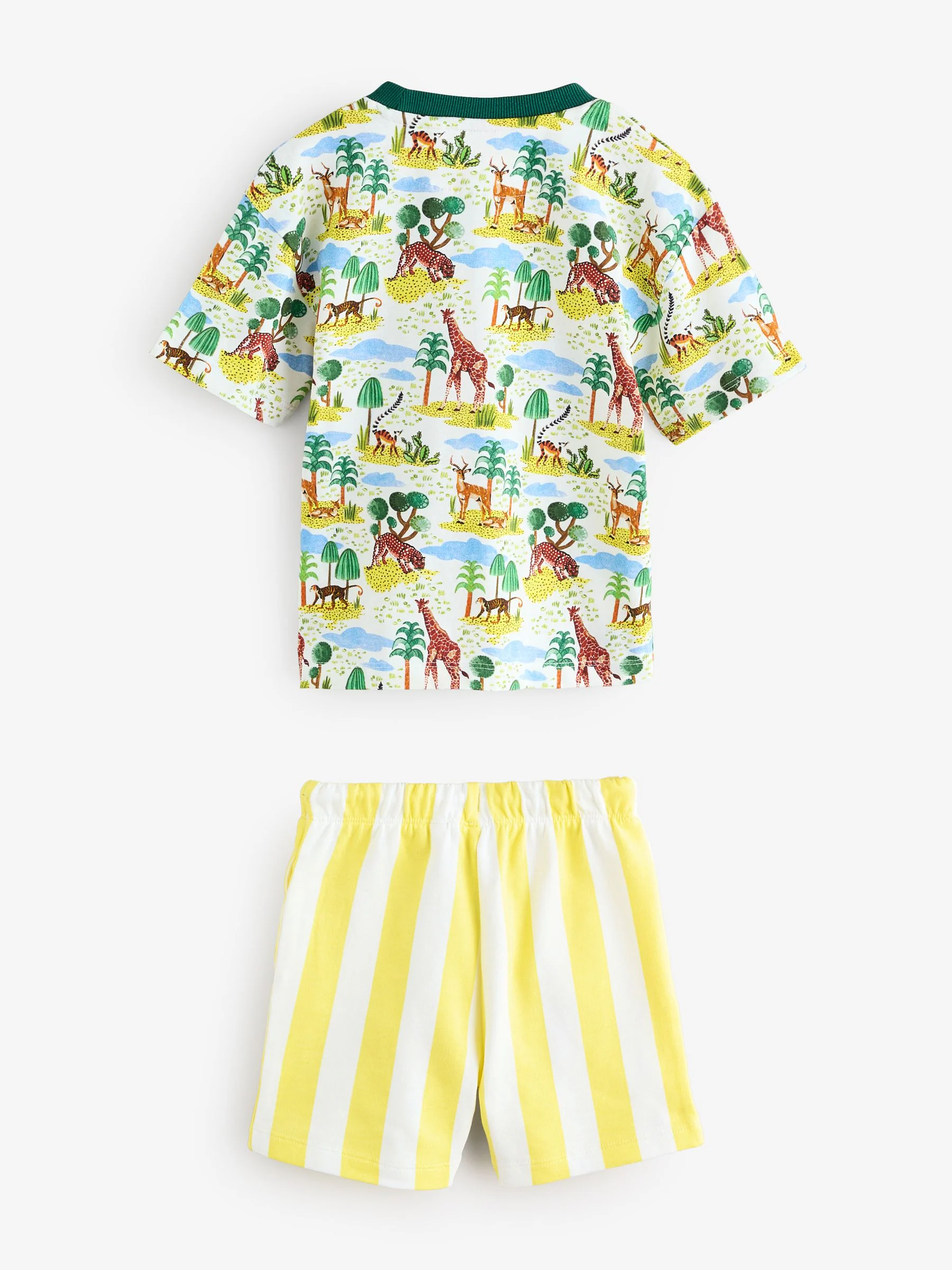 Groen/wit - Set van safari T-shirt met all-over print, korte mouwen en shorts (3mnd-7jr)