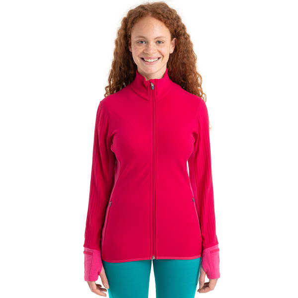 Veste polaire randonnée ICEBREAKER W DESCENDER LS ZIP ELECTRON PINK/TEMPO