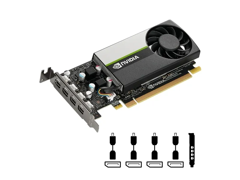 NVIDIA T1000 - grafikkort - T1000 - 4 GB GDDR6 - PCIe 3.0 x16 lavprofil - 4 x Mini DisplayPort