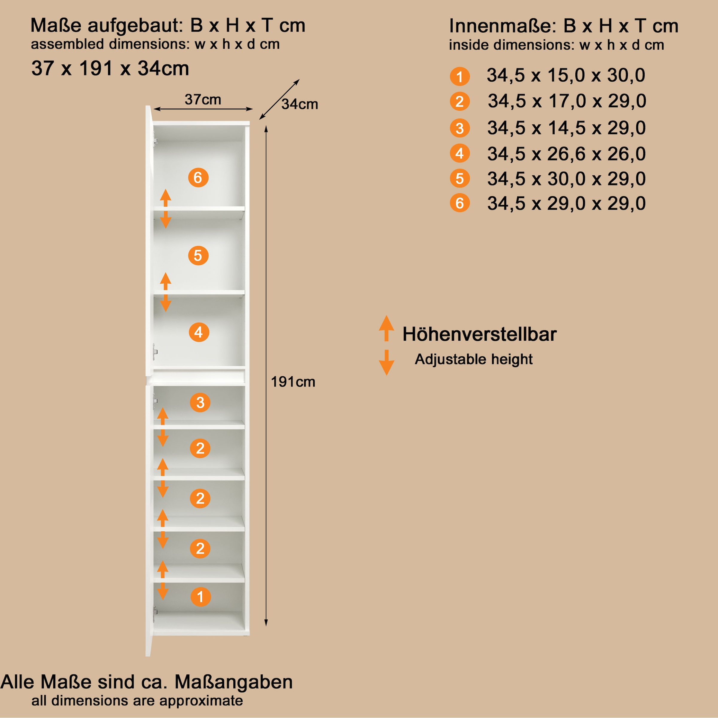 INOSIGN Mehrzweckschrank »Novara« Mehrzweckschrank mit Kleiderstange - (B/T/H) nach Wahl 37-74/34/191 cm