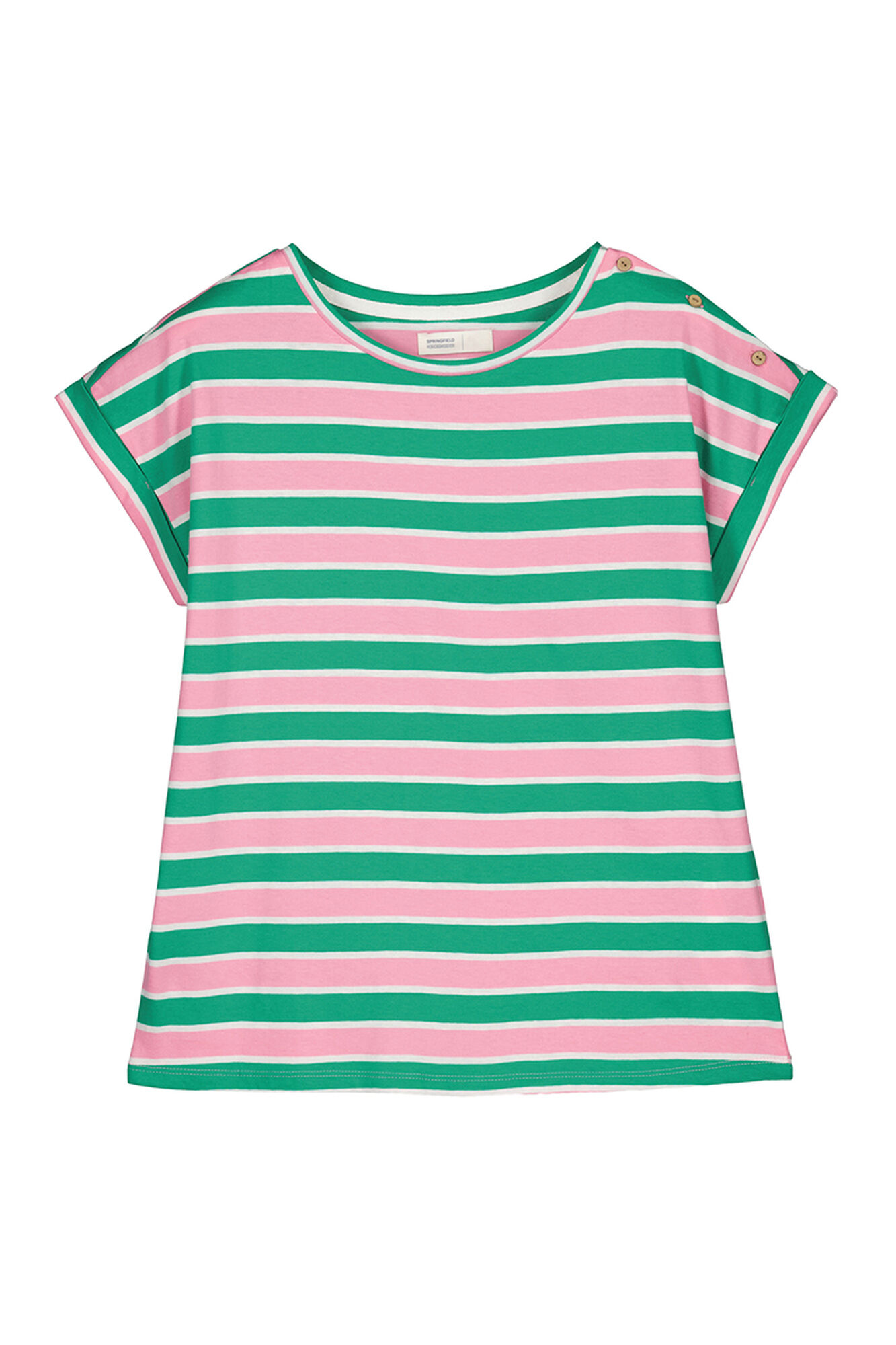 Camiseta estampada com botões no ombro