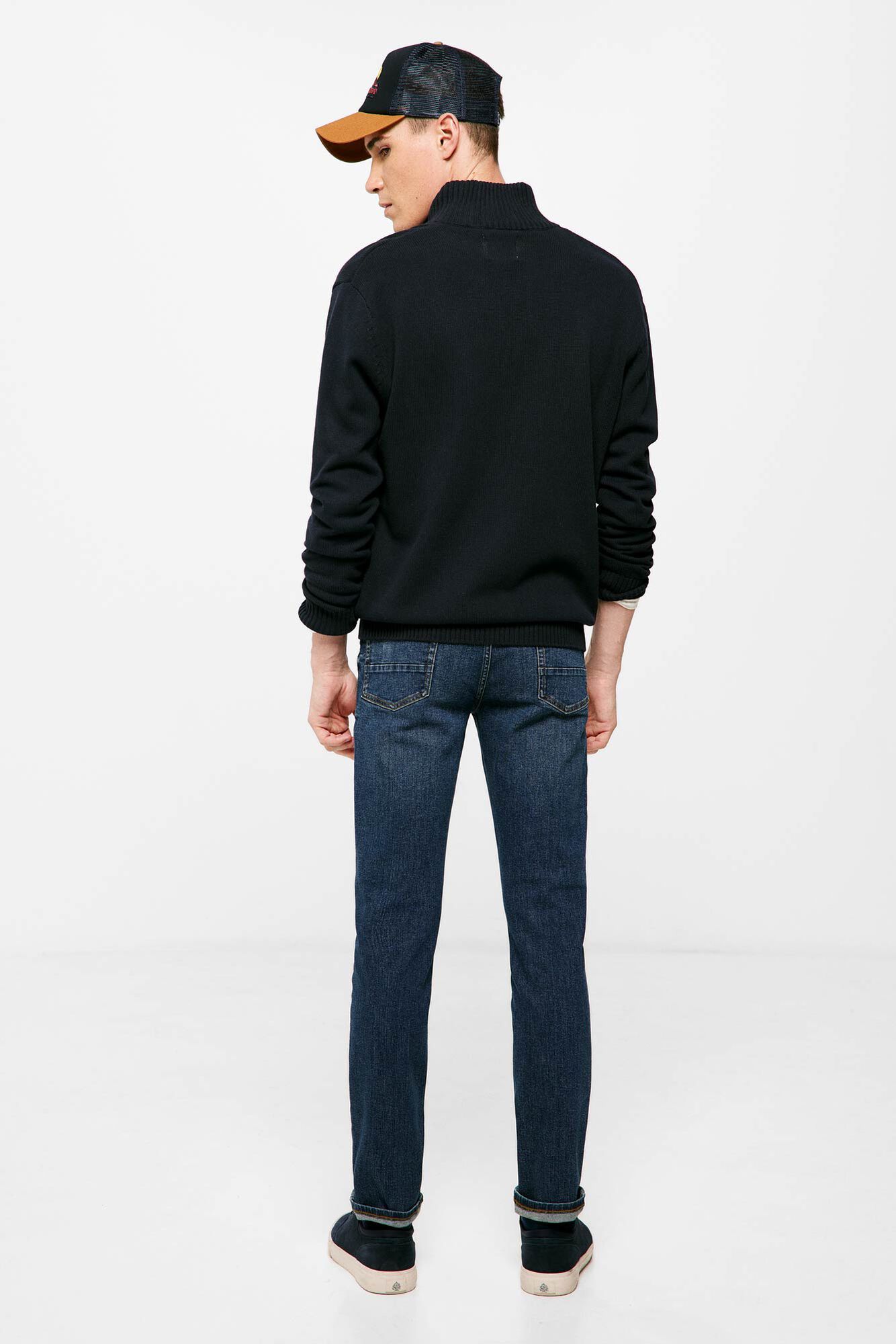 calça jeans skinny de lavagem escura