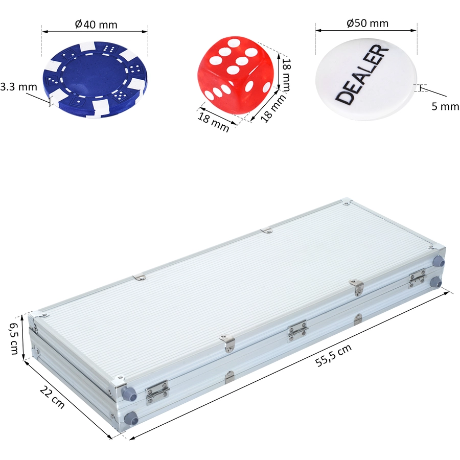 HOMCOM Pokerkoffer inklusive Pokerset silber