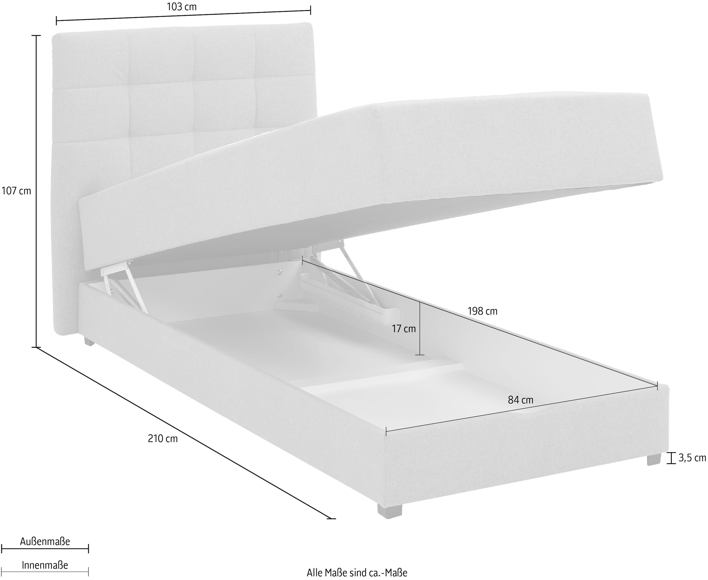 Lüttenhütt Boxbett »Mieke« incl. Bettkasten und Topper, Bezug imprägniert, 2 Breiten