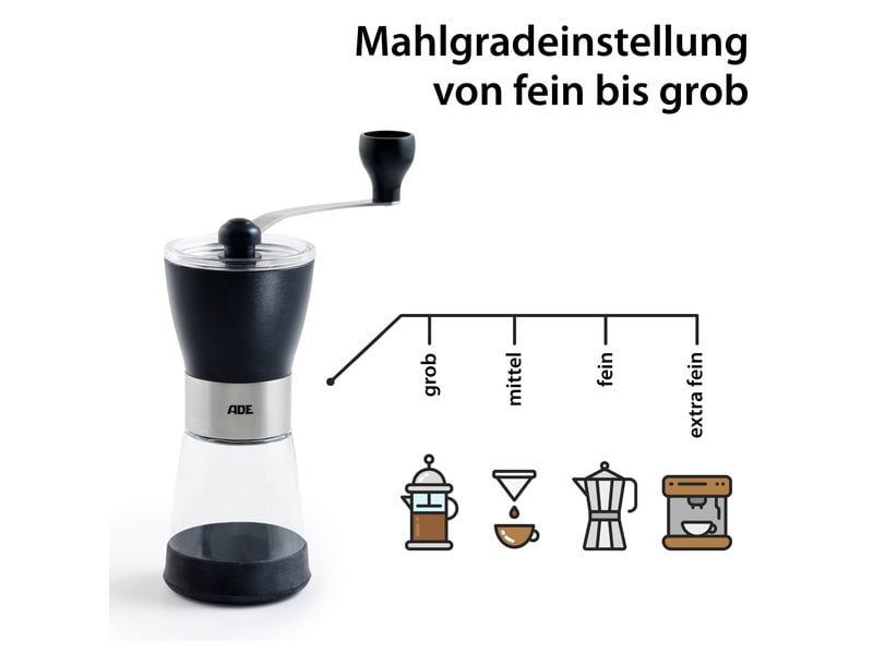 ADE Kaffeemühle Schwarz Mechanische Kaffeemühle