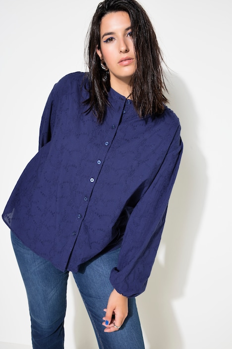 Bluse, oversized, Struktur-Qualität, Ballon-Langarm