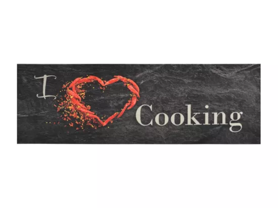 Tapis de cuisine lavable impression cuisine noir 60x180 cm