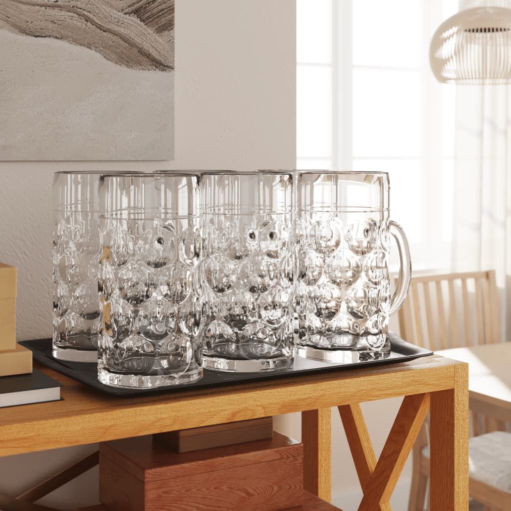 vidaXL Bierpullen met glazen handvat, 6 stuks, 1000 ml