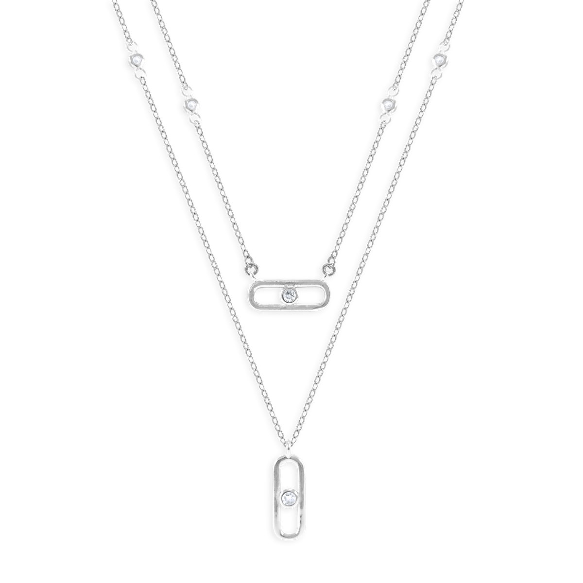 Collier en argent 925 rhodié avec oxydes de zirconium