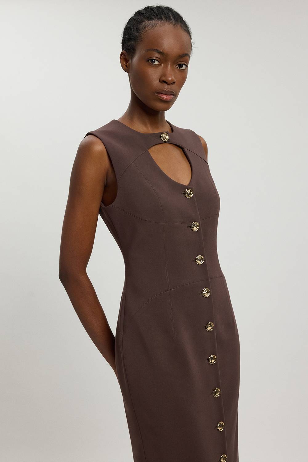 KarenMillen Robe Midi Ajustée Boutonnée En Stretch Compact
