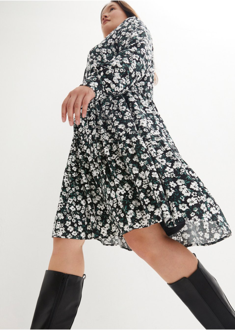 Robe-chemise avec col montant en viscose