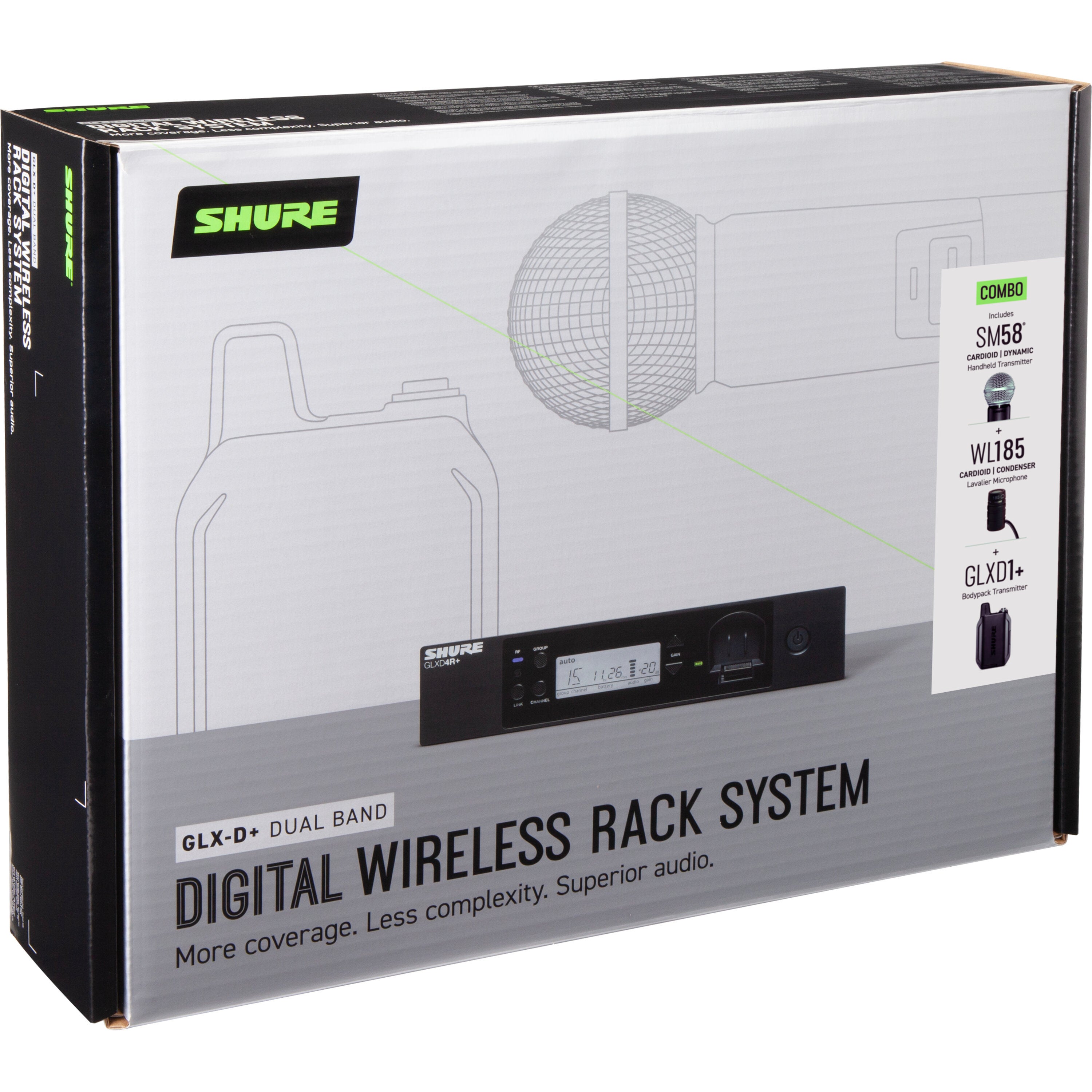 Shure GLXD124R+/85 digitale draadloze combinatieset met WL185 & SM58