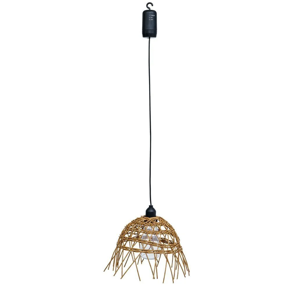 Suspension LED blanc chaud imitation osier Ø22xH20cm