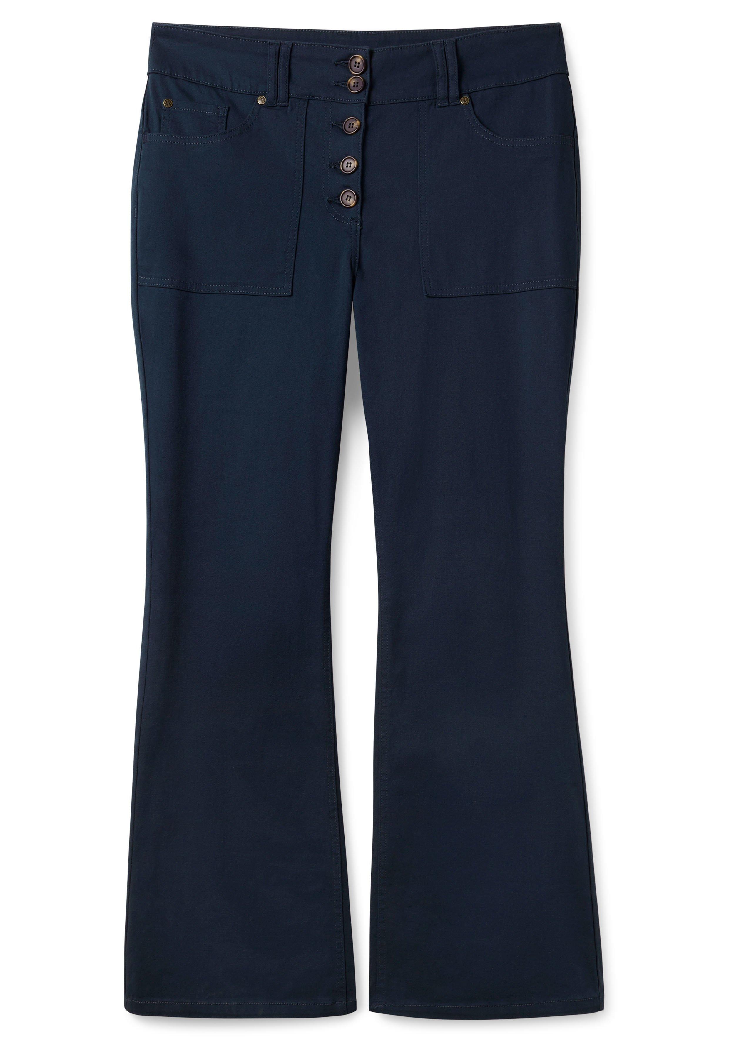 Bootcut-Hose mit markanter Knopfleiste