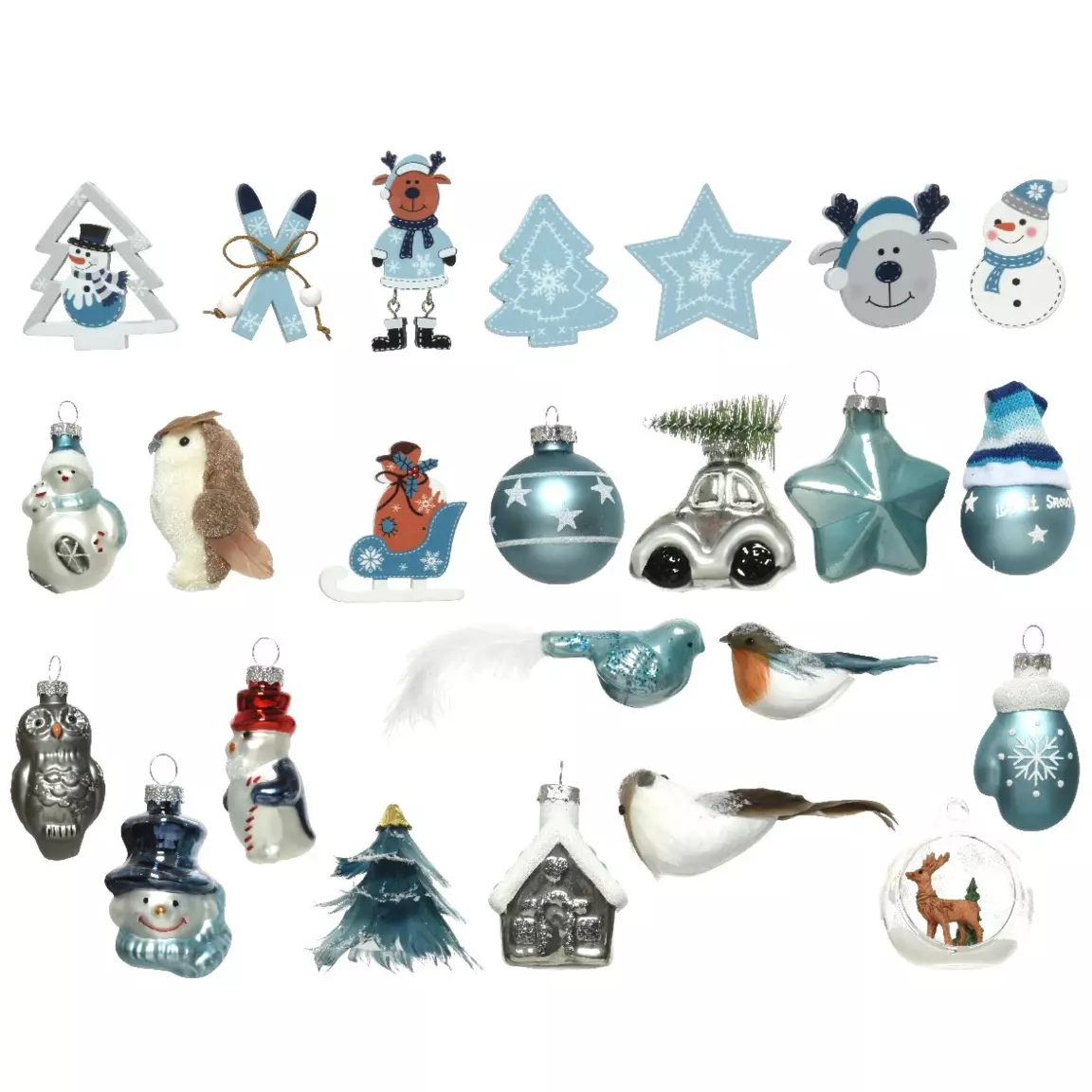 Calendrier de l'Avent décorations incluses Bleu