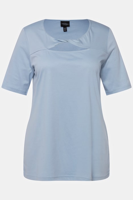 T-Shirt, Drapierung, Cut-Out, V-Ausschnitt, Halbarm