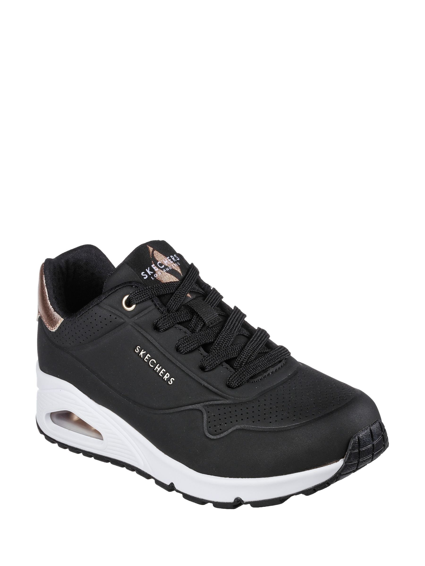 Donkerzwart - Skechers goudkleurige damessneakers met standaard pasvorm Uno