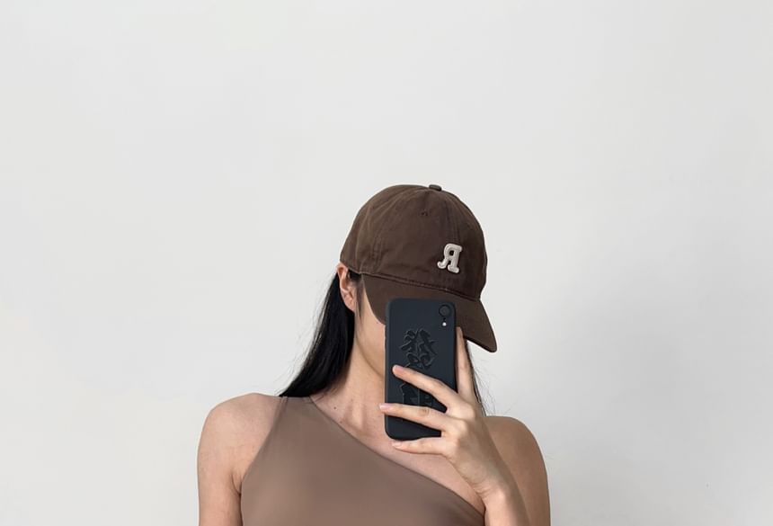 Arigne - Effen asymmetrische sportbeha-top met één schouder