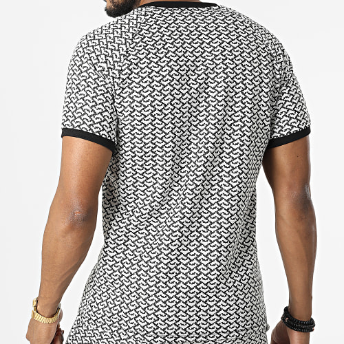 Ensemble Tee Shirt Col Zippé Et Short UY852 Blanc Noir