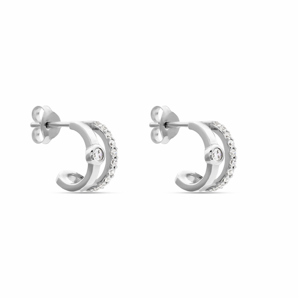 Boucles D'oreilles Puces Forrest Argent Rhodié Oxyde De Zirconium
