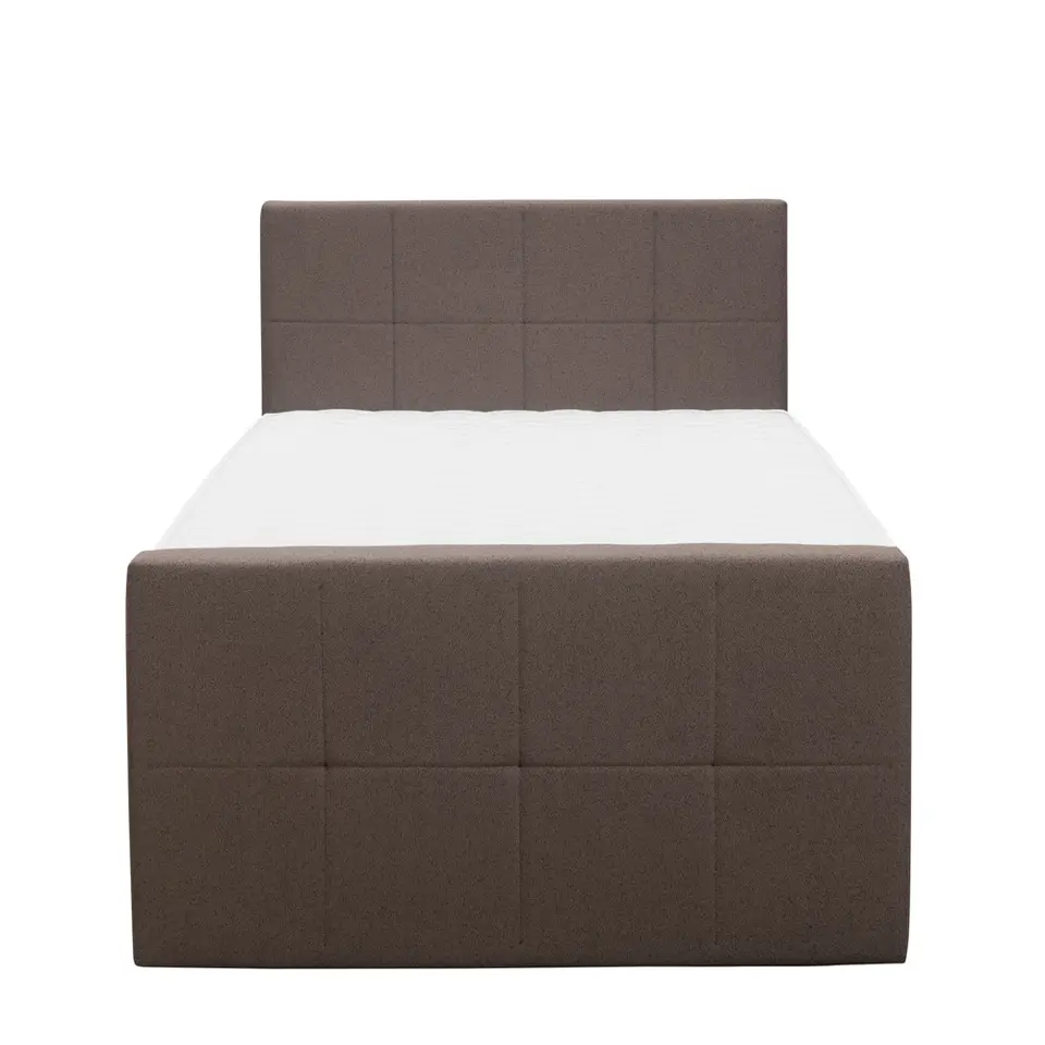 Boxspring met voetbord Liv geblokt - donkerbruin - 120x200 cm - ronde poot