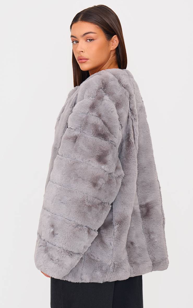 Gris Manteau Vertical En Synthétique Matelassé À Bulles