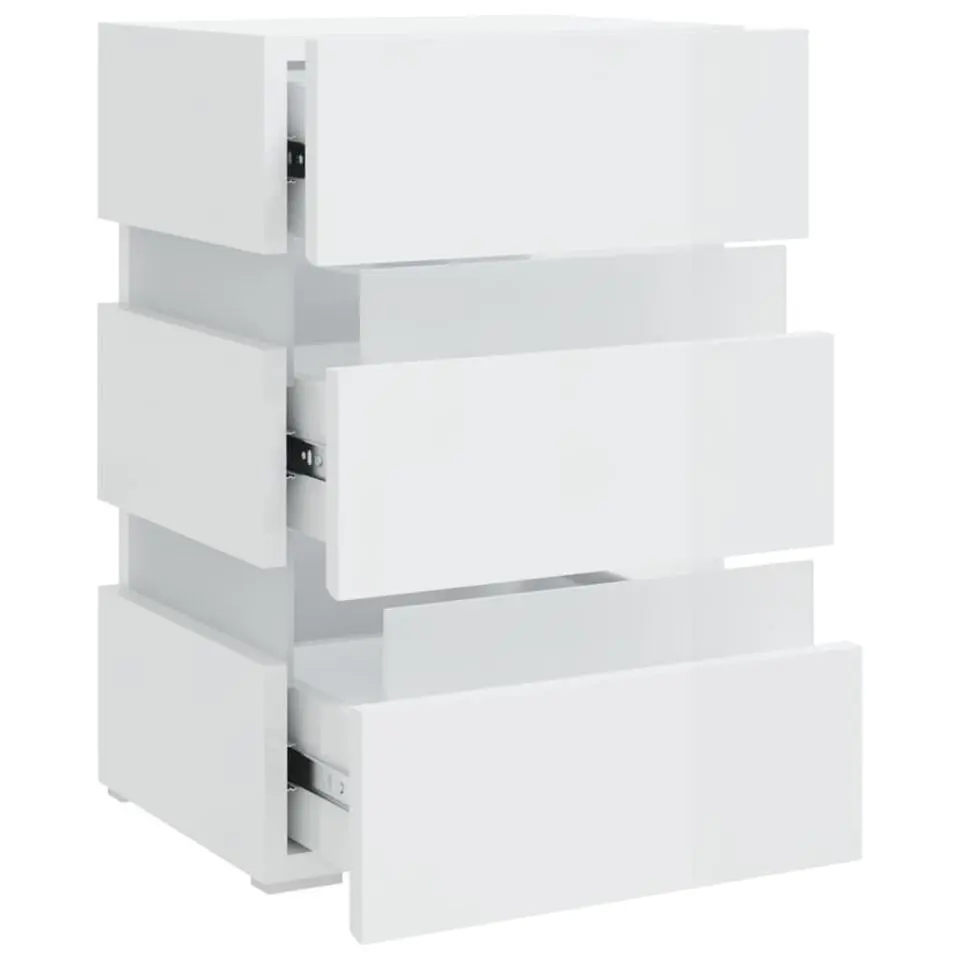 VidaXL Nachtkastje LED 45x35x67 cm bewerkt hout hoogglans wit
