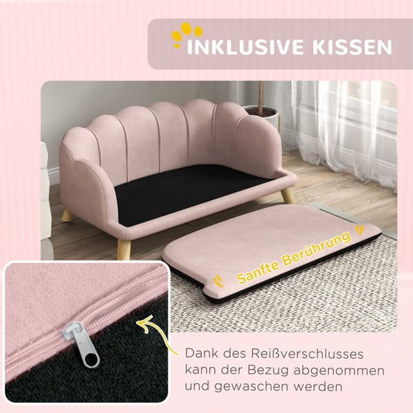 Hundesofa Hundesofa Vaskbart trekk Kjæledyrsofa med ryggstøtte og treben Kattesofa for mellomstore hunder under 25 kg Rosa